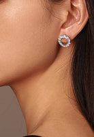 BRELLATO Runde Damen Ohrringe Kreise, Echt Silber 925 18K Rhodiniert, Glitzer Kreis Ohrstecker Zirkonia Kristalle