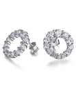 BRELLATO Runde Damen Ohrringe Kreise, Echt Silber 925 18K Rhodiniert, Glitzer Kreis Ohrstecker Zirkonia Kristalle