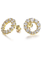 BRELLATO Runde Damen Ohrringe Kreise, Echt Silber 925 18K Vergoldet, Glitzer Kreis Ohrstecker Gelb-Gold Zirkonia Kristalle