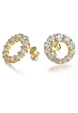 BRELLATO Runde Damen Ohrringe Kreise, Echt Silber 925 18K Vergoldet, Glitzer Kreis Ohrstecker Gelb-Gold Zirkonia Kristalle