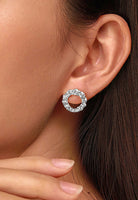 BRELLATO Runde Damen Ohrringe Kreise, Echt Silber 925 18K Rhodiniert, Glitzer Kreis Ohrstecker Zirkonia Kristalle