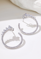 BRELLATO Damen Ohrringe Creolen Rund, Halb-Kreise, Echt Silber 925 18K Rhodiniert, Glitzer Ohrstecker Zirkonia Kristalle