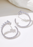 BRELLATO Damen Ohrringe Creolen Rund, Halb-Kreise, Echt Silber 925 18K Rhodiniert, Glitzer Ohrstecker Zirkonia Kristalle