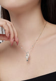 BRELLATO Kreuz Halskette, Kreuz-Anhänger Kugel-Kette Echt Silber 925 18K Weissgold Plattiert, Zirkonia Kristalle