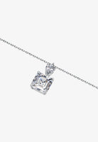BRELLATO Set Kristall-Anhänger Ohrstecker Damen Viereckig, Echt Silber-Kette 925 18K Rhodiniert, Ohrringe Kristall-Kette Halskette Tropfen-Zirkonia
