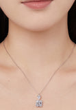 BRELLATO Set Kristall-Anhänger Ohrstecker Damen Viereckig, Echt Silber-Kette 925 18K Rhodiniert, Ohrringe Kristall-Kette Halskette Tropfen-Zirkonia