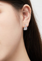 BRELLATO Set Kristall-Anhänger Ohrstecker Damen Viereckig, Echt Silber-Kette 925 18K Rhodiniert, Ohrringe Kristall-Kette Halskette Tropfen-Zirkonia