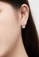 BRELLATO Crystal Ohrstecker Damen Viereckig, Echt Silber-Kette 925 18K Rhodiniert, Funkelnde Statement Ohrringe Tropfen-Zirkonia