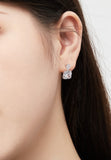 BRELLATO Set Kristall-Anhänger Ohrstecker Damen Viereckig, Echt Silber-Kette 925 18K Rhodiniert, Ohrringe Kristall-Kette Halskette Tropfen-Zirkonia