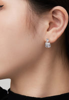 BRELLATO Set Kristall-Anhänger Ohrstecker Damen Viereckig, Echt Silber-Kette 925 18K Rhodiniert, Ohrringe Kristall-Kette Halskette Tropfen-Zirkonia