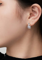 BRELLATO Crystal Ohrstecker Damen Viereckig, Echt Silber-Kette 925 18K Rhodiniert, Funkelnde Statement Ohrringe Tropfen-Zirkonia