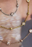 BRELLATO Dreireihige Layering Halsketten Tricolor, Damen Dreifache Lange Kette Collier, Echt Silber-Kette 925 18K Gelbgold, Rosegold mit Zirkonia