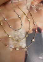 BRELLATO Dreireihige Layering Halsketten Tricolor, Damen Dreifache Lange Kette Collier, Echt Silber-Kette 925 18K Gelbgold, Rosegold mit Zirkonia