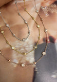 BRELLATO Dreireihige Layering Halsketten Tricolor, Damen Dreifache Lange Kette Collier, Echt Silber-Kette 925 18K Gelbgold, Rosegold mit Zirkonia