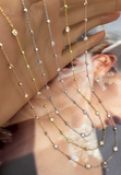 BRELLATO Dreireihige Layering Halsketten Tricolor, Damen Dreifache Lange Kette Collier, Echt Silber-Kette 925 18K Gelbgold, Rosegold mit Zirkonia