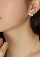 BRELLATO Goldene Kleeblatt Lucky Ohrstecker, Glücksklee Damen Ohrschmuck 925 18K Gelb-Gold Plattiert, Glücksbringer Talisman Ohrringe Zirkonia