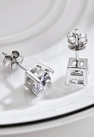 BRELLATO Set Solitaire Kristall-Anhänger Ohrstecker Damen-Schmuck Viereckig, Echt Silber-Kette 925 18K Rhodiniert, Ohrringe Kristall-Kette Halskette Zirkonia