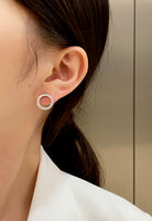 BRELLATO Damen Ohrringe Rund Kreise, Echt Silber 925 18K Rhodiniert, Glitzer Ohrstecker Zirkonia Kristalle