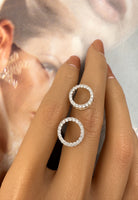 BRELLATO Damen Ohrringe Rund Kreise, Echt Silber 925 18K Rhodiniert, Glitzer Ohrstecker Zirkonia Kristalle