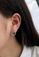 BRELLATO Damen Ohrringe Rund Kreise, Echt Silber 925 18K Rhodiniert, Glitzer Ohrstecker Zirkonia Kristalle