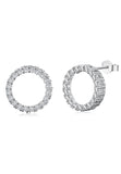 BRELLATO Damen Ohrringe Rund Kreise, Echt Silber 925 18K Rhodiniert, Glitzer Ohrstecker Zirkonia Kristalle
