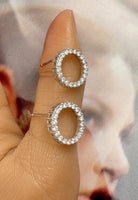 BRELLATO Damen Ohrringe Rund Kreise, Echt Silber 925 18K Rhodiniert, Glitzer Ohrstecker Zirkonia Kristalle