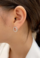 BRELLATO Damen Ohrringe Rund Kreise, Echt Silber 925 18K Rhodiniert, Glitzer Ohrstecker Zirkonia Kristalle