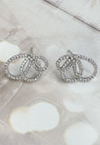 BRELLATO Damen Ohrringe Flügel Schmetterling Blume, Echt Silber 925 18K Rhodiniert, Glitzer Ohrstecker Zirkonia Kristalle