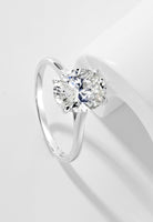 BRELLATO Ovaler Crystal Cocktail-Ring, Echt Silber 925 18K Weissgold Rhodium, Antragsring Oval Statementring Verlobungsring Zirkonia