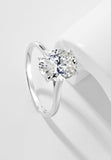 BRELLATO Ovaler Crystal Cocktail-Ring, Echt Silber 925 18K Weissgold Rhodium, Antragsring Oval Statementring Verlobungsring Zirkonia