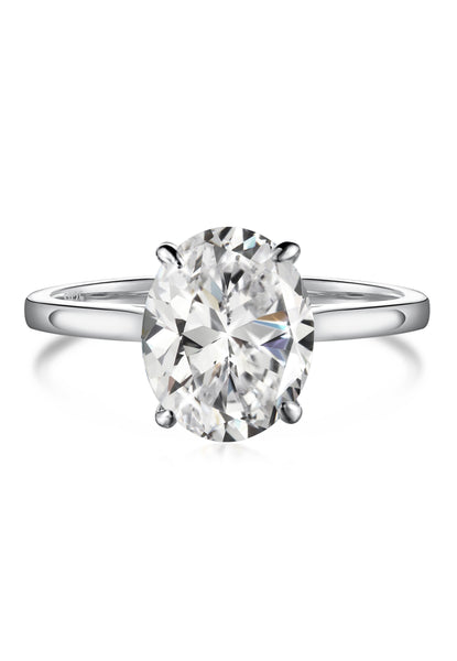 BRELLATO Ovaler Crystal Cocktail-Ring, Echt Silber 925 18K Weissgold Rhodium, Antragsring Oval Statementring Verlobungsring Zirkonia