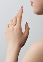 BRELLATO Ovaler Crystal Cocktail-Ring, Echt Silber 925 18K Weissgold Rhodium, Antragsring Oval Statementring Verlobungsring Zirkonia