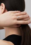 BRELLATO Ovaler Crystal Cocktail-Ring, Echt Silber 925 18K Weissgold Rhodium, Antragsring Oval Statementring Verlobungsring Zirkonia