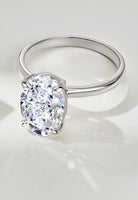 BRELLATO Grosser Ovaler Crystal Cocktail-Ring, Echt Silber 925 18K Weissgold Rhodium, Antragsring Statementring Verlobungsring Zirkonia