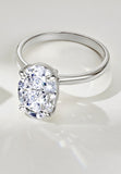 BRELLATO Grosser Ovaler Crystal Cocktail-Ring, Echt Silber 925 18K Weissgold Rhodium, Antragsring Statementring Verlobungsring Zirkonia