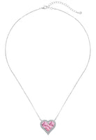 BRELLATO Pink Rosa Herz-Kette Anhänger, Echt Silber-Kette 925 18K Rhodiniert, Rosafarbene Herz-Halskette Zirkonia Crystals, Geschenk Muttertag Valentinstag