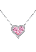 BRELLATO Pink Rosa Herz-Kette Anhänger, Echt Silber-Kette 925 18K Rhodiniert, Rosafarbene Herz-Halskette Zirkonia Crystals, Geschenk Muttertag Valentinstag