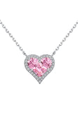 BRELLATO Pink Rosa Herz-Kette Anhänger, Echt Silber-Kette 925 18K Rhodiniert, Rosafarbene Herz-Halskette Zirkonia Crystals, Geschenk Muttertag Valentinstag