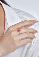 BRELLATO Cocktail-Ring, Echt Silber 925 18K Rosegold Vergoldet, Statementring Verlobungsring Topas Cubic Zirkonia