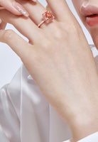 BRELLATO Cocktail-Ring, Echt Silber 925 18K Rosegold Vergoldet, Statementring Verlobungsring Topas Cubic Zirkonia