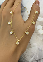 BRELLATO Diskus Plättchen Collier, Damen Choker Halskette Charms Coins Anhänger, Echt Silber-Kette 925 18K Gelbgold mit Zirkonia