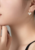 BRELLATO Herz-Kette Anhänger Ohrstecker Set Golden, Echt Silber-Kette 925 18K Gelb-Gold, Ohrringe Herz-Halskette Zirkonia Crystals, Geschenk Muttertag Valentinstag