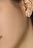 BRELLATO Goldene Kleeblatt Lucky Ohrstecker, Glücksklee Damen Ohrschmuck 925 18K Gelb-Gold Plattiert, Glücksbringer Talisman Ohrringe Zirkonia