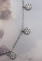 Diskus Plättchen Collier, Damen Choker Halskette Charms Coins Anhänger, Echt Silber-Kette 925 18K Rhodiniert mit Zirkonia