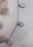 Diskus Plättchen Collier, Damen Choker Halskette Charms Coins Anhänger, Echt Silber-Kette 925 18K Rhodiniert mit Zirkonia