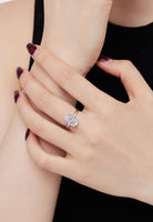 BRELLATO Grosser Ovaler Crystal Cocktail-Ring, Echt Silber 925 18K Weissgold Rhodium, Antragsring Statementring Verlobungsring Zirkonia