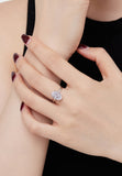 BRELLATO Grosser Ovaler Crystal Cocktail-Ring, Echt Silber 925 18K Weissgold Rhodium, Antragsring Statementring Verlobungsring Zirkonia
