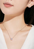 BRELLATO Set Solitaire Kristall-Anhänger Ohrstecker Damen-Schmuck Viereckig, Echt Silber-Kette 925 18K Rhodiniert, Ohrringe Kristall-Kette Halskette Zirkonia