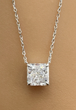 BRELLATO Set Solitaire Kristall-Anhänger Ohrstecker Damen-Schmuck Viereckig, Echt Silber-Kette 925 18K Rhodiniert, Ohrringe Kristall-Kette Halskette Zirkonia
