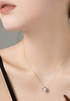 BRELLATO Set Runder Solitaire Kristall-Anhänger Ohrstecker Ring, Echt Silber-Kette 925 18K Rhodiniert, Ohrringe Kristall-Kette Halskette Zirkonia